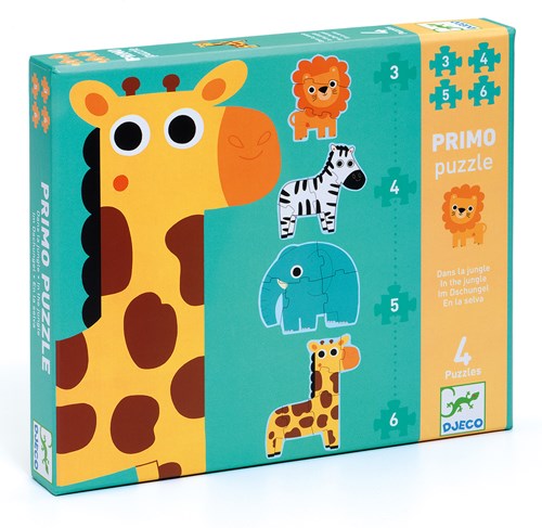 Djeco puzzelset jungle dieren - educatieve kartonnen legpuzzels FSC-3