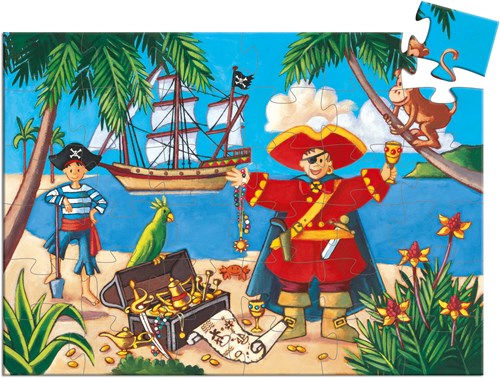 Djeco Silhouettenpuzzle Pirat und Schatz - 36 Teile Karton