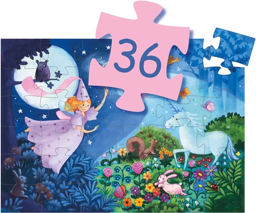 Djeco silhouetpuzzel fee en eenhoorn - 36 stukjes FSC karton-2