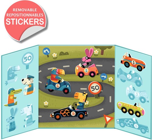 Djeco stickers Cars - herbruikbare vinylstickers voor kinderen