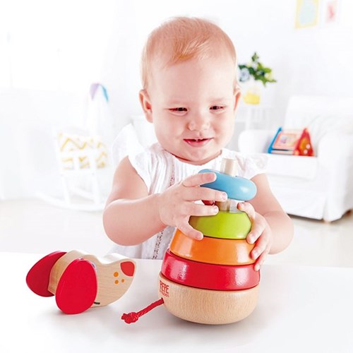 Hape Holz Stapelfigur Pepe bellender Welpe pädagogisches Spielzeug-3