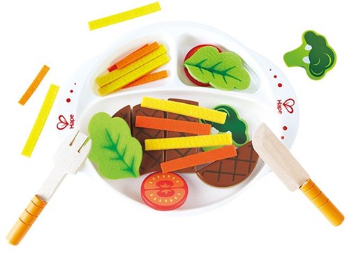 Hape houten speelgoed steak en groente maaltijd - speelset-2