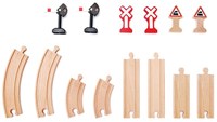 Hape Holz Eisenbahn Set - mechanische Bahnzubehör 14-teilig-2