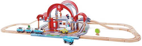Hape houten treinbaan centraal station - Grand City Station speelgoed