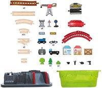 Hape Holz Eisenbahn Baukasten im Eimer - Spielzeug Zugset