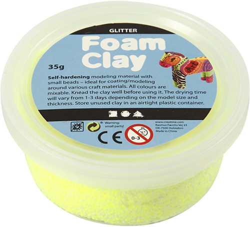 Foam Clay boetseerklei glitter geel 35 gram knutselmateriaal