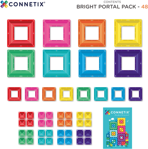 Connetix magnetisch bouwspeelgoed Bright Portal Pack 48 stuks - kleurrijke magnetische tegels-3