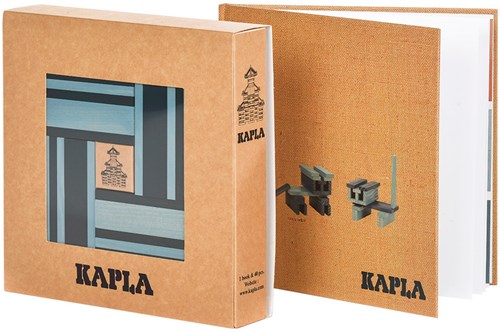 Kapla houten bouwplankjes 40 stuks lichtblauw donkerblauw bouwset