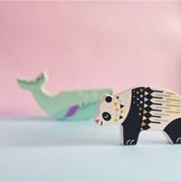 Bajo Tierfigur Spielzeug - Panda Bär - pädagogisch Karton