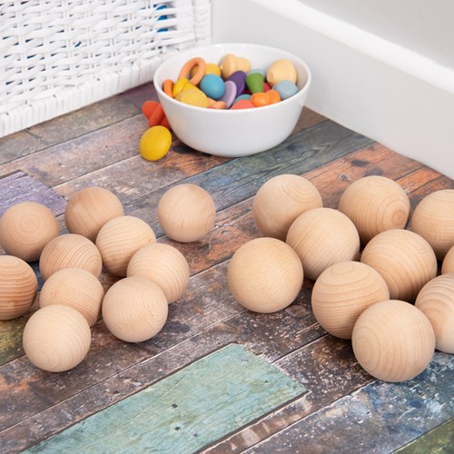 TickiT houten speelballen 60mm - set van 10 natuurlijk speelgoed-3