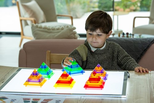 TickiT bouwspeelgoed piramide stapelset - transparant kleuren-2