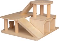 Van Dijk Toys Holzspielzeuggarage mit Hubschrauberdeck - Natur (Kinderbetreuungsqualitt)